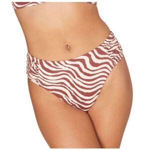 Andie Swim The Hipster Bikini Bottom Bias Stripe Truffle NWT XL
